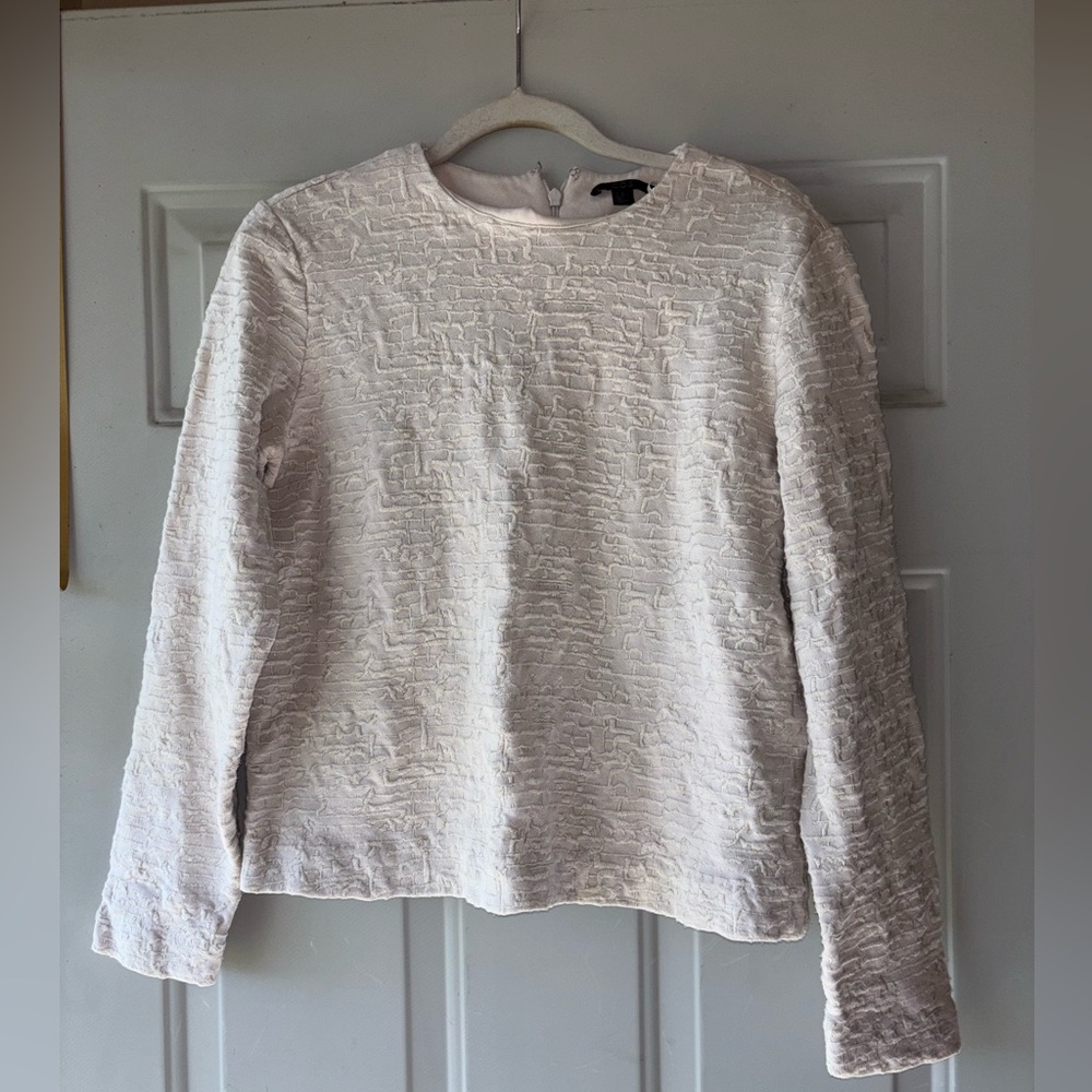 COS ecru textured long sleeve top size XS